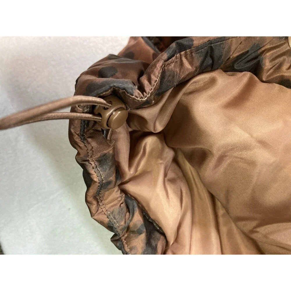 Old Navy Women’s Large Brown Black Animal Print Puffer Vest Sleeveless Pockets - Picture 4 of 7